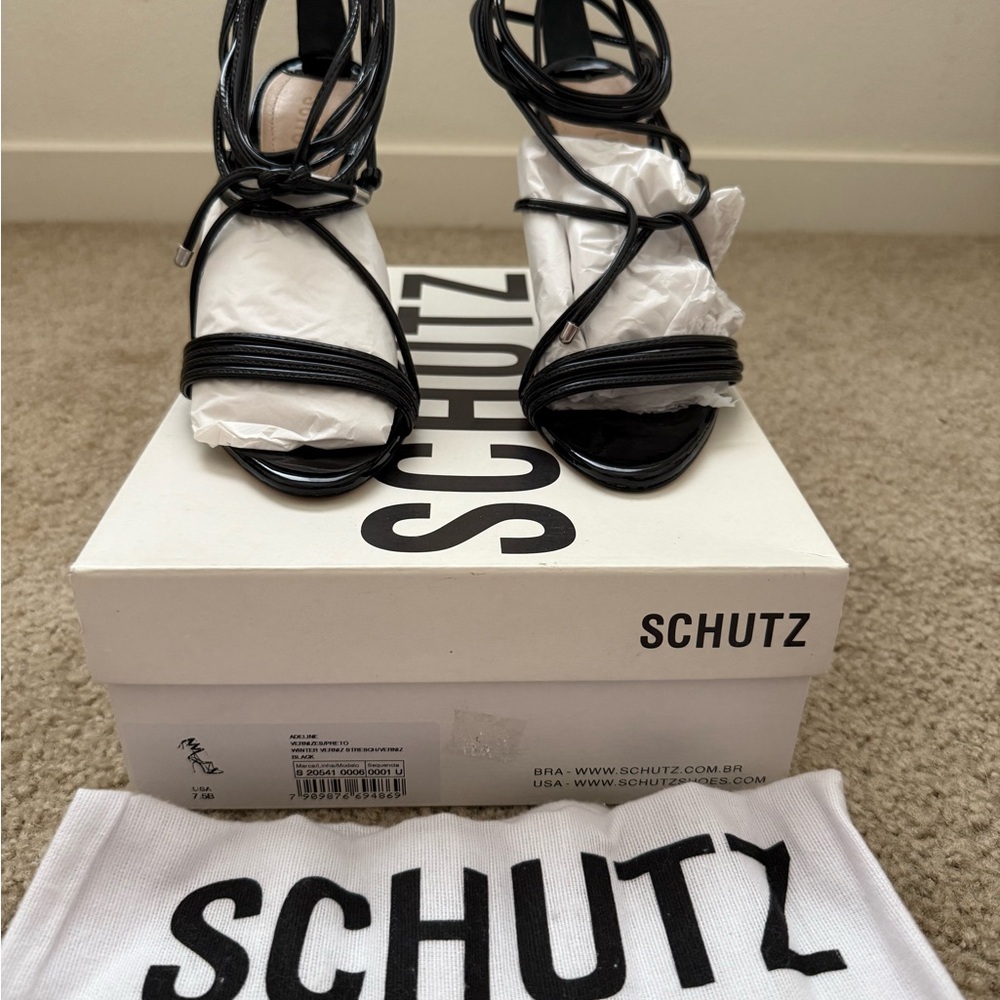 Schutz Adeline Black Strappy Sandals